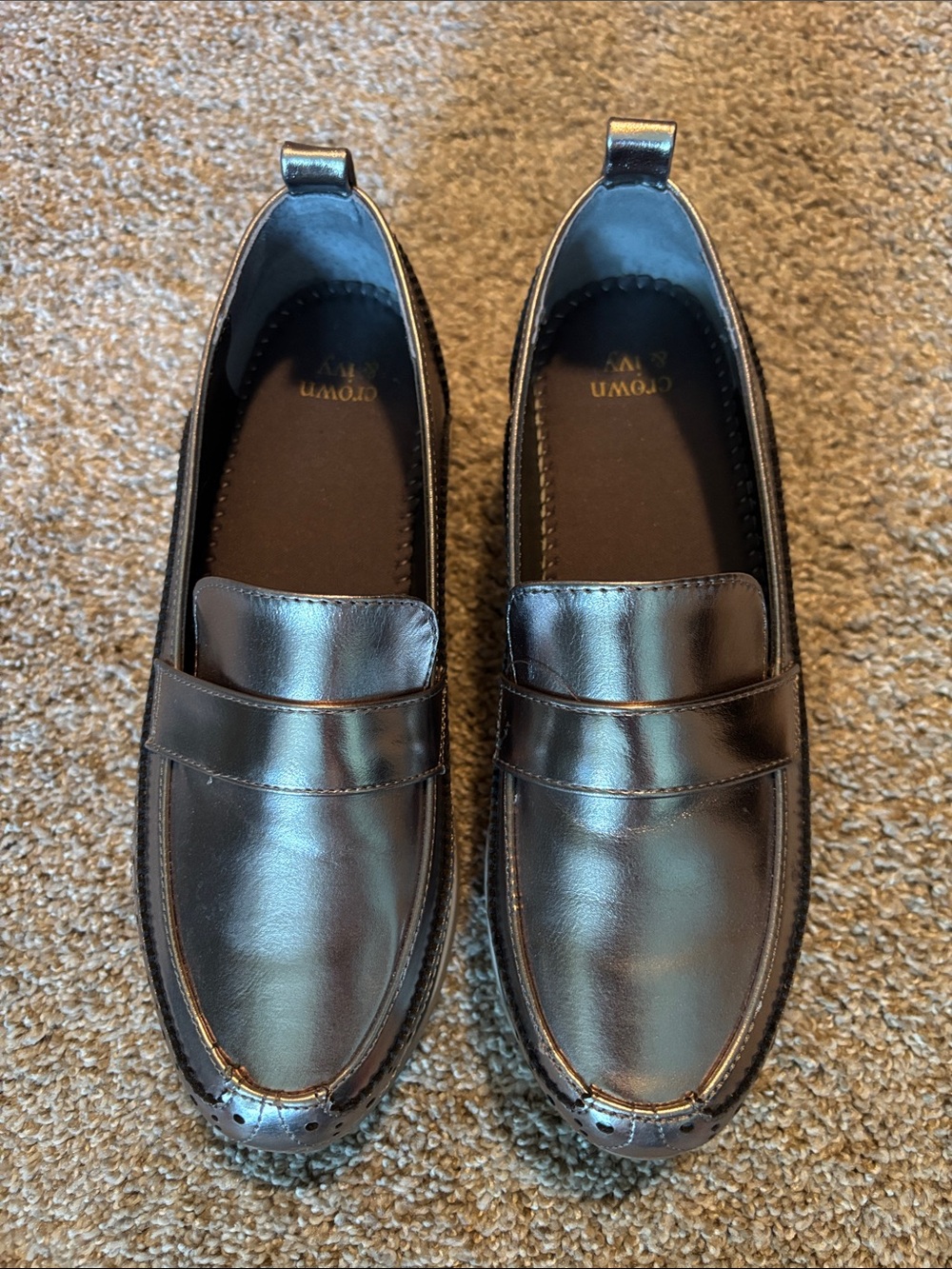 Crown & Ivy  Slip-On Loafers in Brown Leather